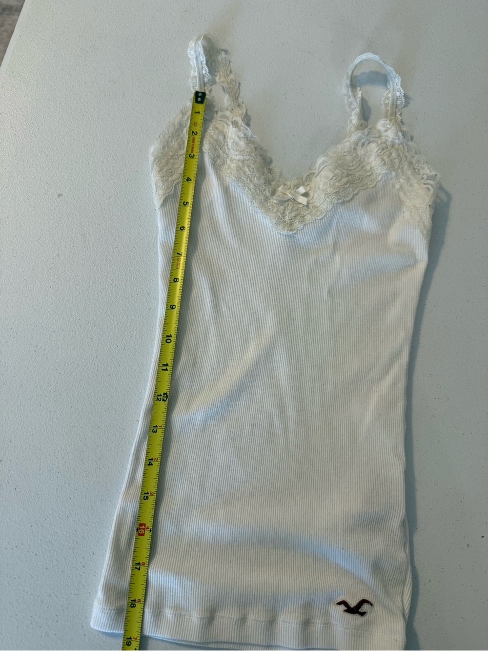 Y2K Hollister Lace Cami - White Coquette Ribbon Tank - Bella Swan 2000s Sz XS - Picture 4 of 6
